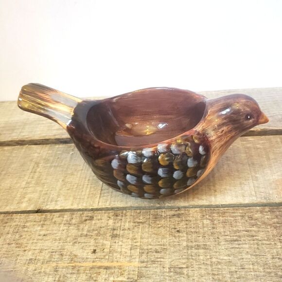 GLAZED PORCELAIN Bird Decorative Bowl Shelf Decor - Picture 1 of 8